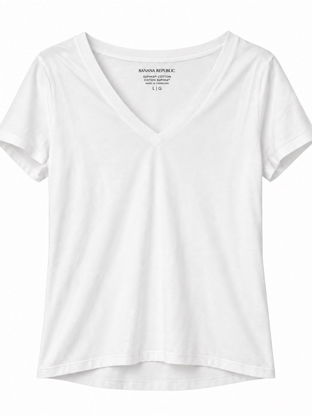 NWT Banana Republic 100% Supima Cotton V-Neck T-Shirt - White, Size L